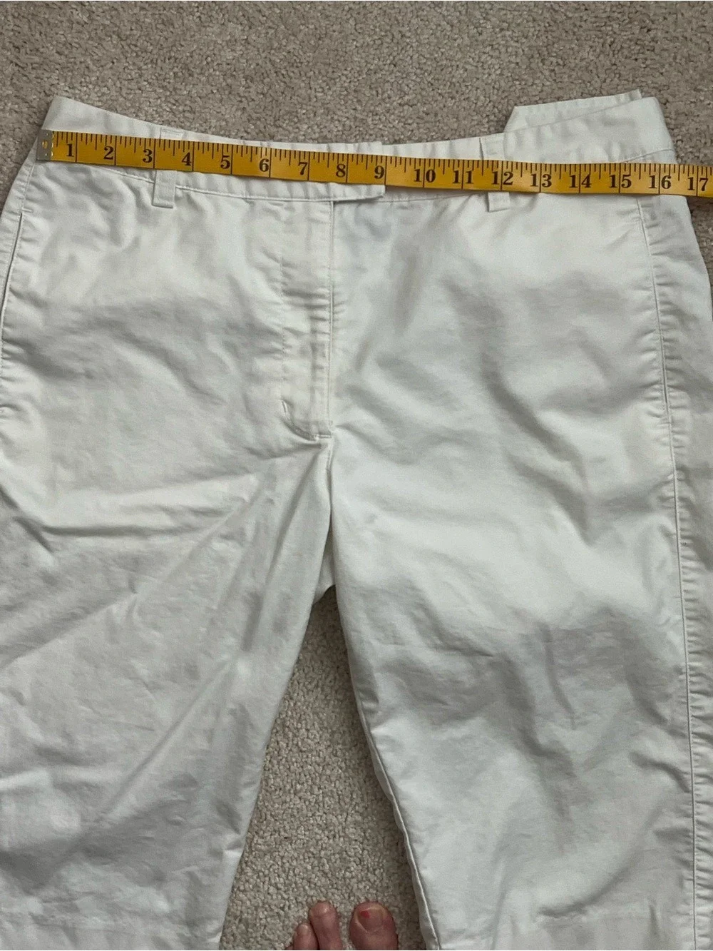 Adidas Stretch White Flat-Front Bermuda knee-length Walking Shorts with Pockets